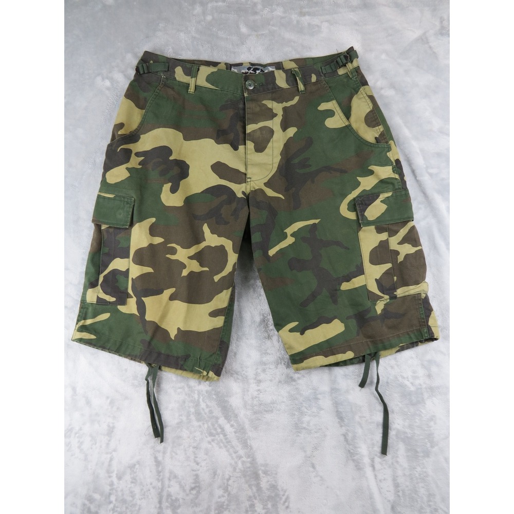 Royal Blue Camo  Cargo 32-36 Shorts Mens L Tactical Multi Pocket Paratrooper